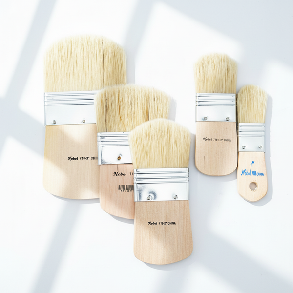 White Bristle Spalter Brush with Flat Handle