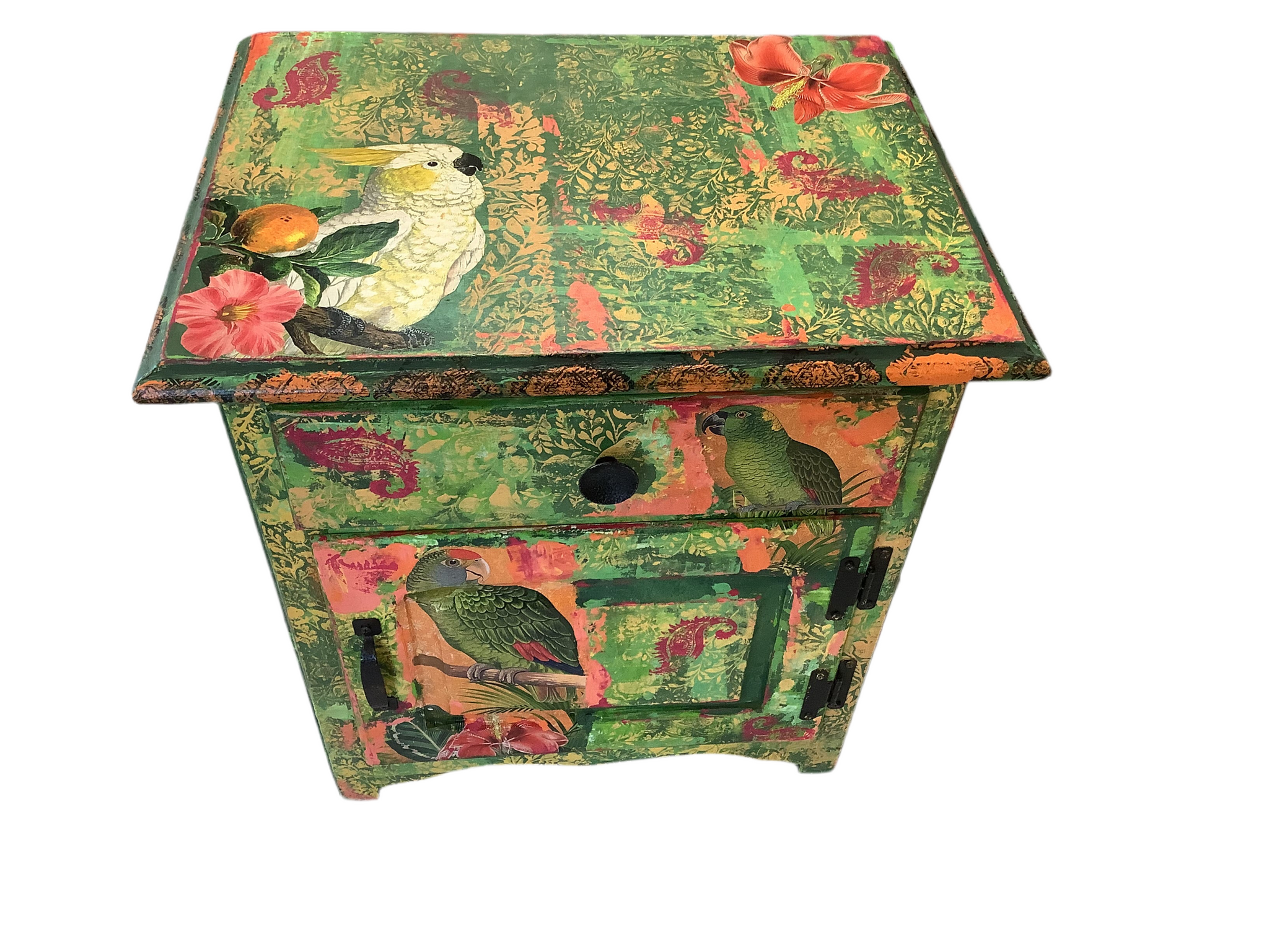 Parrots Side Table - Painted by Tabitha St Germain