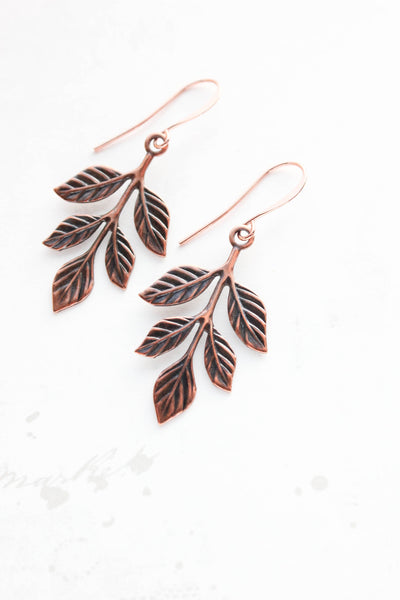 Earrings - Antiqued Copper Branch