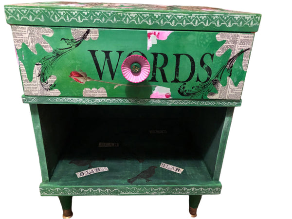 Chatty Mind Storage Side Table - Painted by Tabitha St Germain