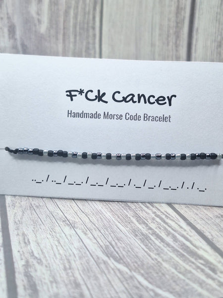 F*ck Cancer Morse Code - Seed Bead Bracelet