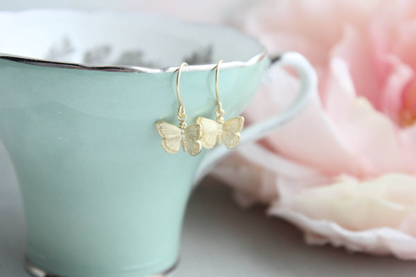 Earrings - Little Butterfly Matte Gold