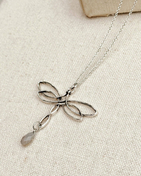 Celtic Knot Dragonfly & Swarovski Crystal Pendant Necklace