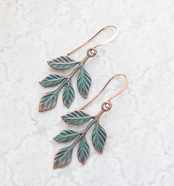 Earrings - Antiqued Copper Branch