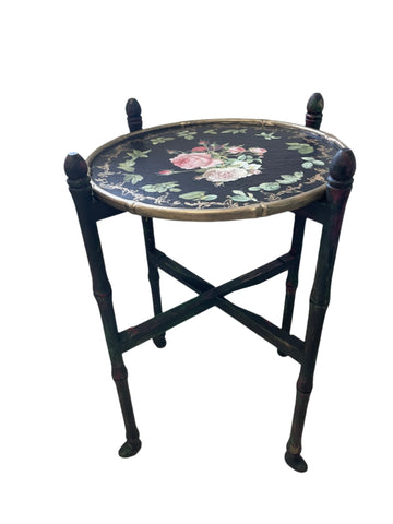 Flowers Folding Side Table- Painted by Tabitha St Germain