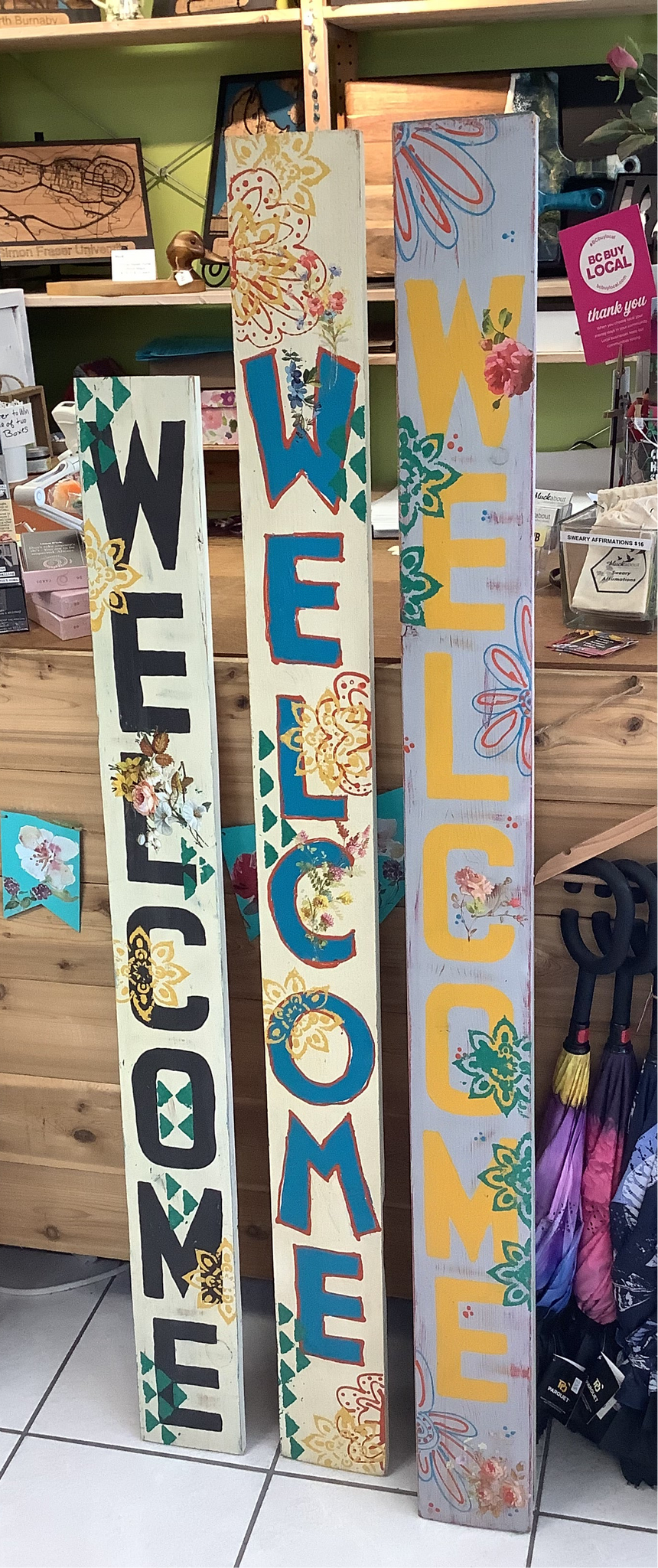 Cedar Painted Welcome Sign