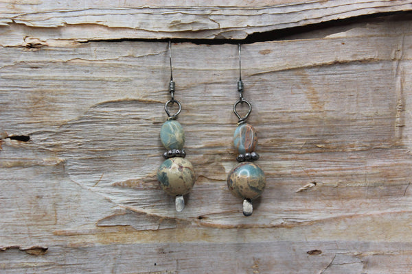 Earrings - Natural Jasper and Gunmetal Earrings – Earth and Sky Tones