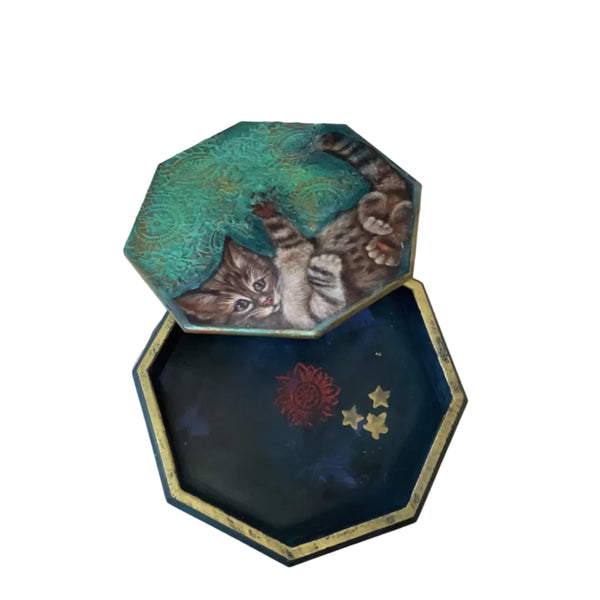 Kitty Cat Jewelry Box - Painted by Tabitha St Germain