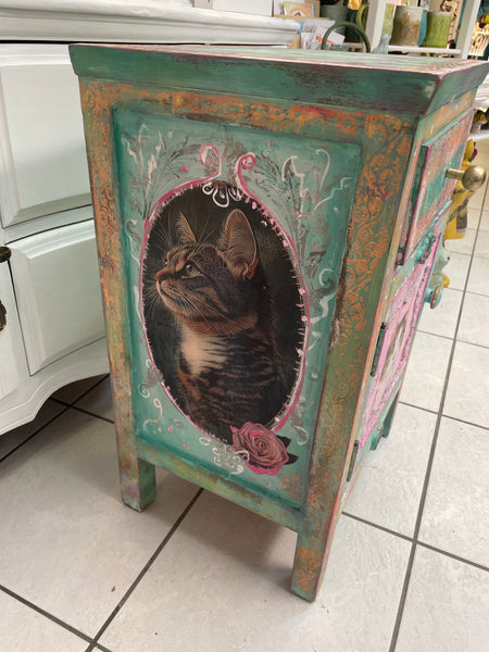 “Pretty Little Kitties” Side Table - Painted by Tabitha St Germain