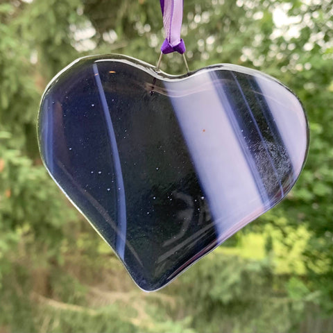 Purple and White Wispy Heart Sun Catcher