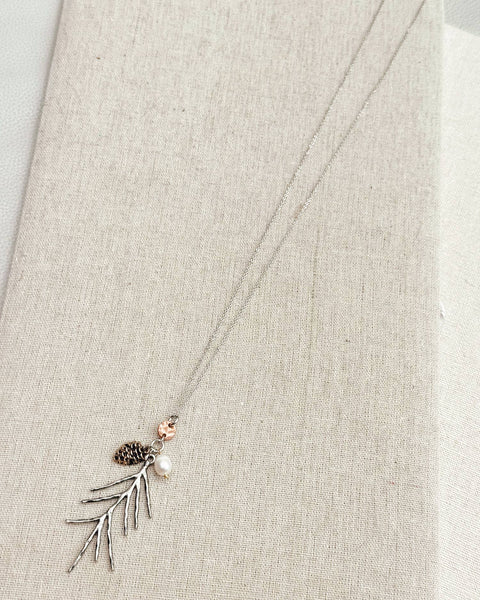Silver Pine Branch Necklace