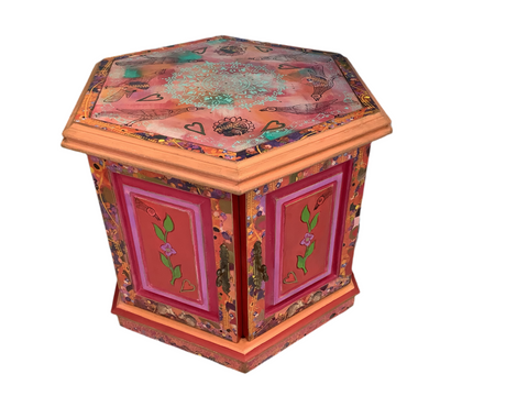 Hexagon Side Table- Painted by Tabitha St Germain