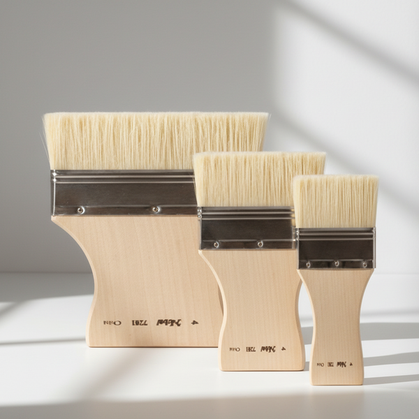 White Bristle Spalter Brush with Flat Handle