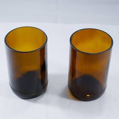 Amber Tumblers made from Large Beer Bottles