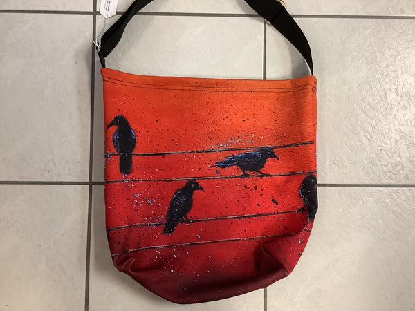 Stretchy Tote Bag - Vegan Leather Strap - Wild Crow Studio