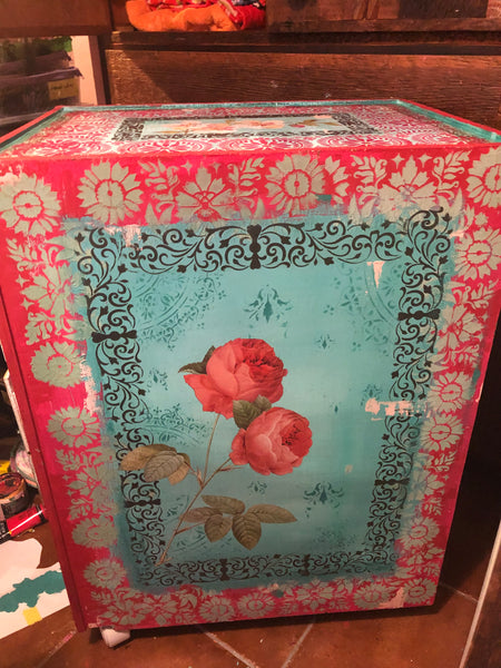 The Fortune Teller Storage Cabnet on Wheels - Painted by Tabitha St Germain