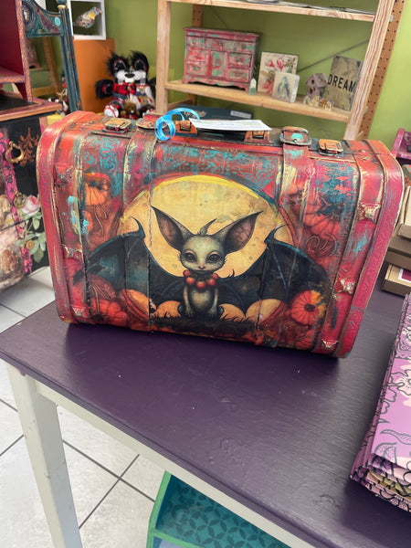 Balder Dash Suitcase - Bats and Dogs - Painted by Tabitha St Germain