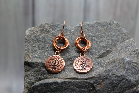 Earrings - Copper Tree of Life Dangle