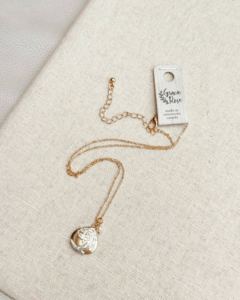 Gold Tree of Life Pearl Charm Necklace