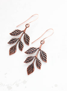 Earrings - Antiqued Copper Branch