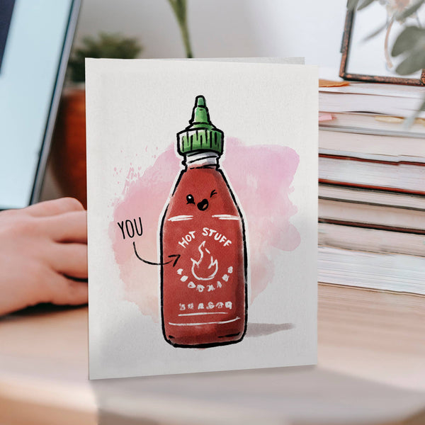 "Hot Stuff" Spicy Food, Hot Sauce Funny Valentine Card