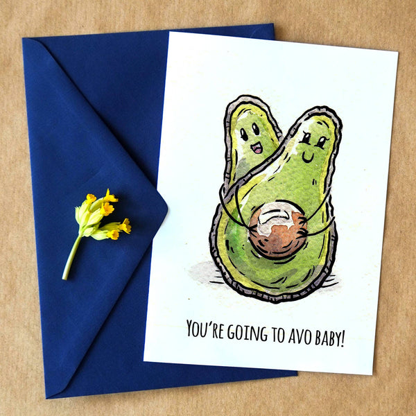 "Going to Avo Baby!" Cute Newborn Baby Card for New Parent