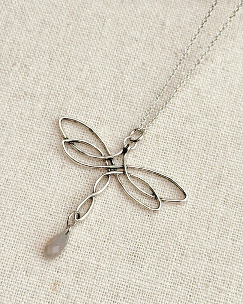 Celtic Knot Dragonfly & Swarovski Crystal Pendant Necklace