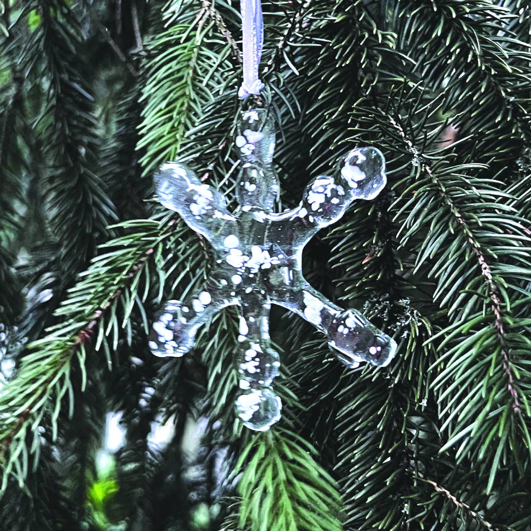 Ornament - Snowflake Sun Catcher: Clear and White