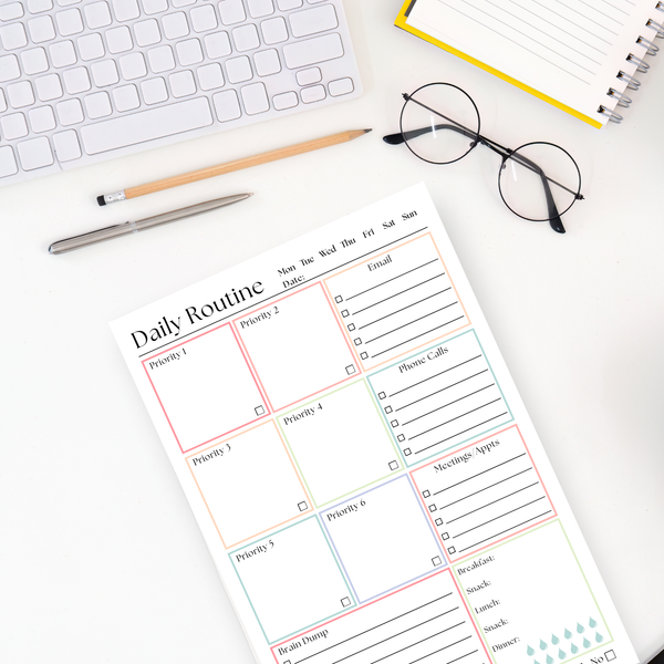 Daily Routine and Priority Planner Notepad