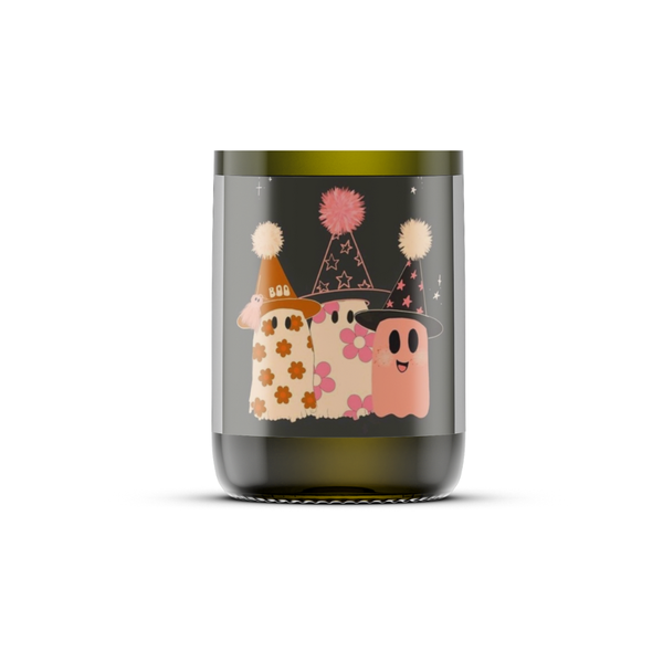 APPLE CINNAMON - Soy Wax Candle Recycled Wine Bottle : Skeleton Couple