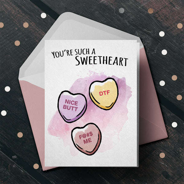 "Sweet Heart" - Funny Candy Heart Valentine's Day Card: "My Heart Luv U"