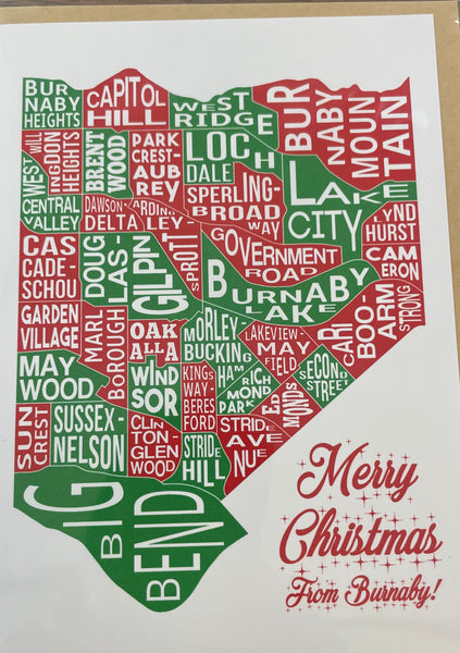 Typographic Neighbourhood Map Christmas Card