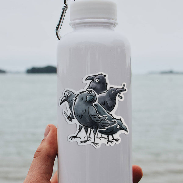 "A Murder" Funny Crow Sticker | Dark Humor Spooky Goth Stick