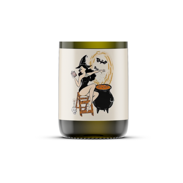 APPLE CINNAMON - Soy Wax Candle Recycled Wine Bottle : Skeleton Couple