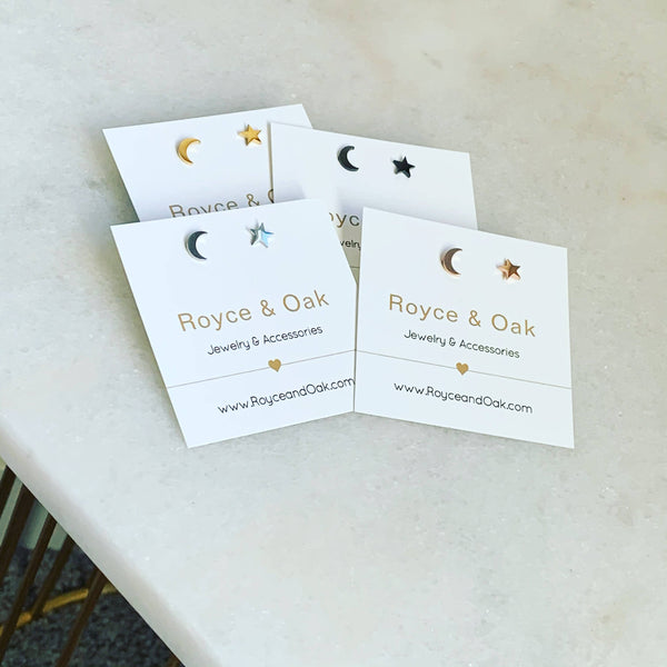 Moon & Star Earrings: Black