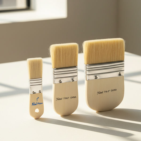 White Bristle Spalter Brush with Flat Handle
