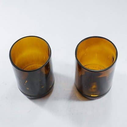 Amber Tumblers made from Large Beer Bottles