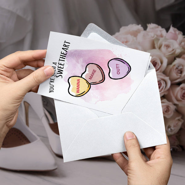 "Sweet Heart" - Funny Candy Heart Valentine's Day Card: "My Heart Luv U"