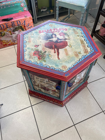 Hexagon Circus Side Table - Painted by Tabitha St Germain