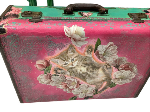 Love Cat Suitcase - Painted by Tabitha St Germain