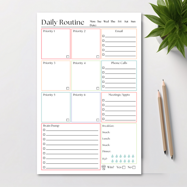 Daily Routine and Priority Planner Notepad