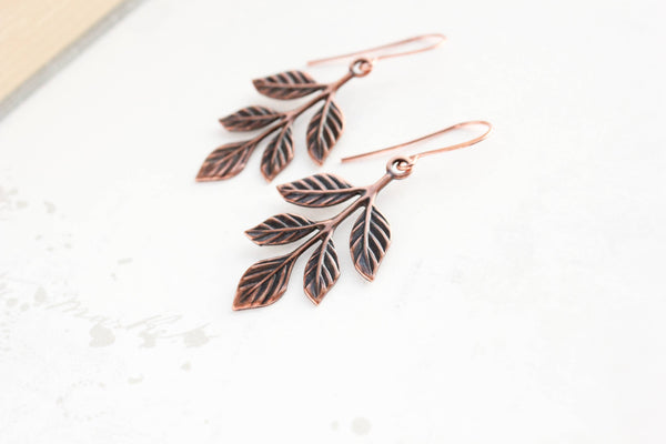 Earrings - Antiqued Copper Branch