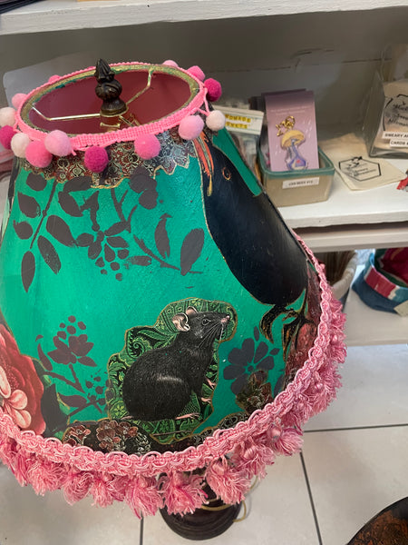 Crow & Cat & Rat Lamp - Painted by Tabitha St Germain