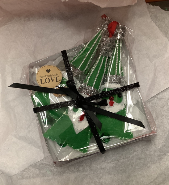 Snow Trees Ornaments - pack of 4