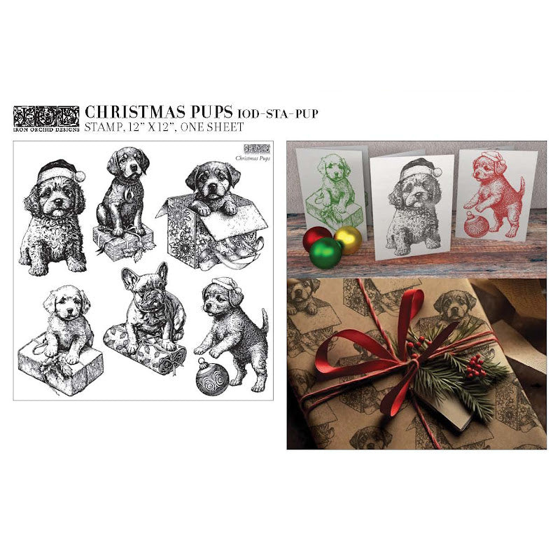 Christmas Pups Décor Stamp - LIMITED EDITION - Iron Orchid Designs