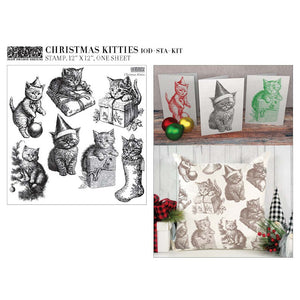 Christmas Kitties  Décor Stamp - LIMITED EDITION - Iron Orchid Designs