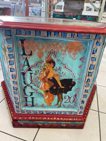 Hexagon Circus Side Table - Painted by Tabitha St Germain