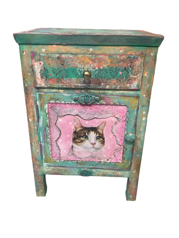 “Pretty Little Kitties” Side Table - Painted by Tabitha St Germain