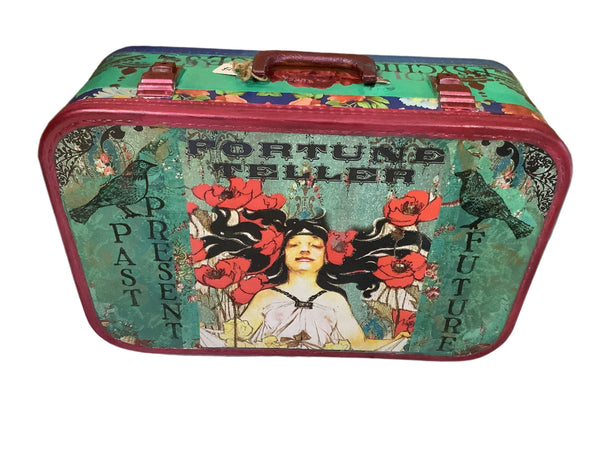 The flower Hair  Lady Suitcase - Painted by Tabitha St Germain