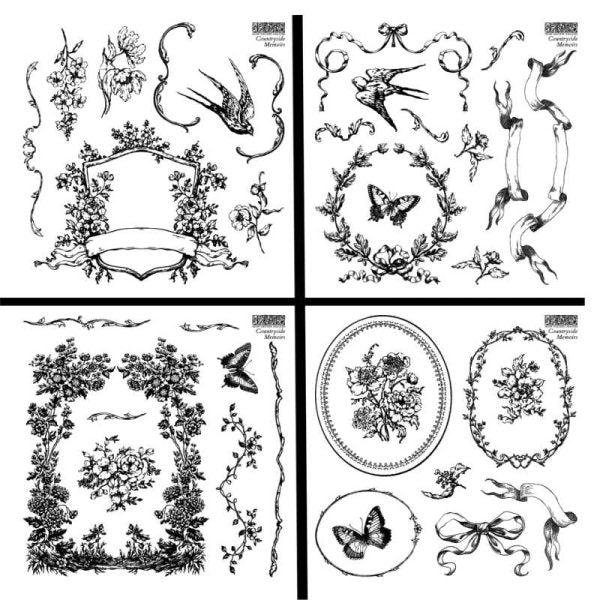 Countryside Memoirs IOD Stamp (Four Sheets 6″x6″ each) 2025 - Iron Orchid Designs